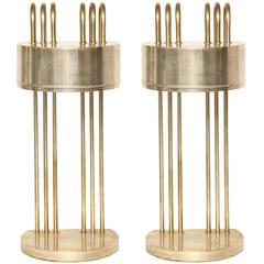 Pair of Marcel Breuer Nickel-Plated Brass Table Lamps for the Paris Exhibition