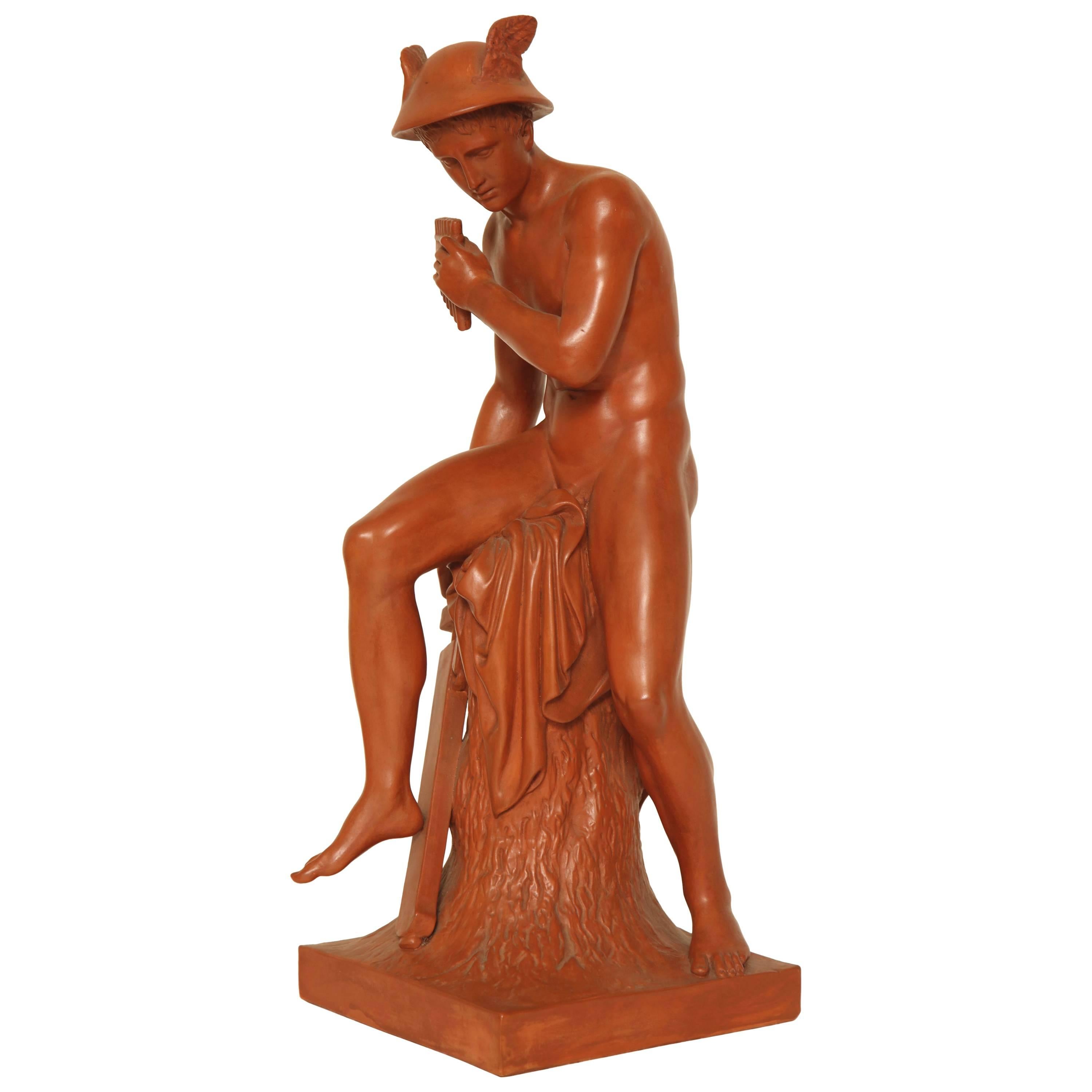 Late 19th Century Terra Cotta of Seated Mercury For Sale