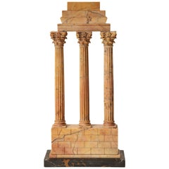 19th Century Italian, Sienna Marble Ruin Depicting "Temple of Caster and Pollux"