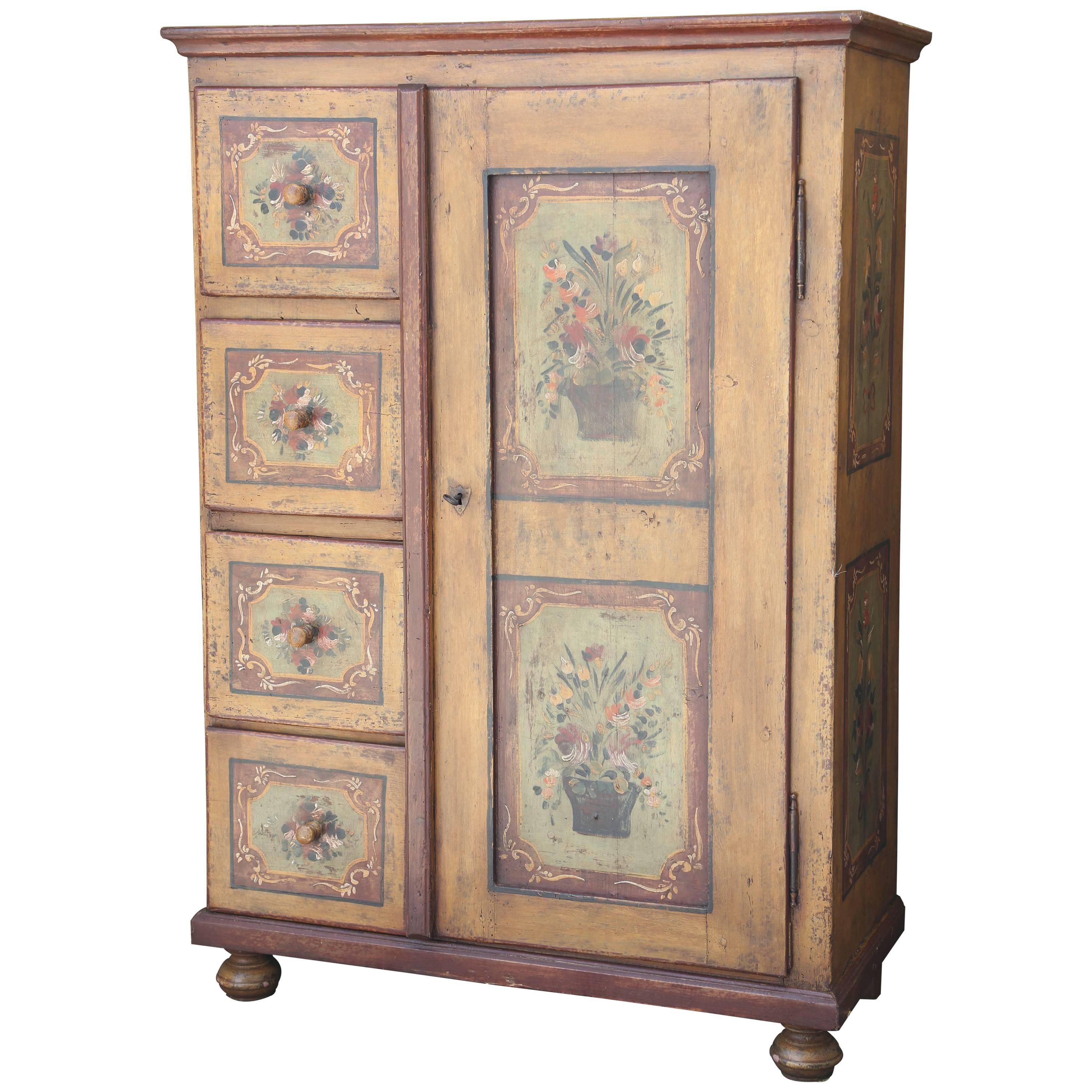 Superb 19th Century Hand-Painted Italian Armoire