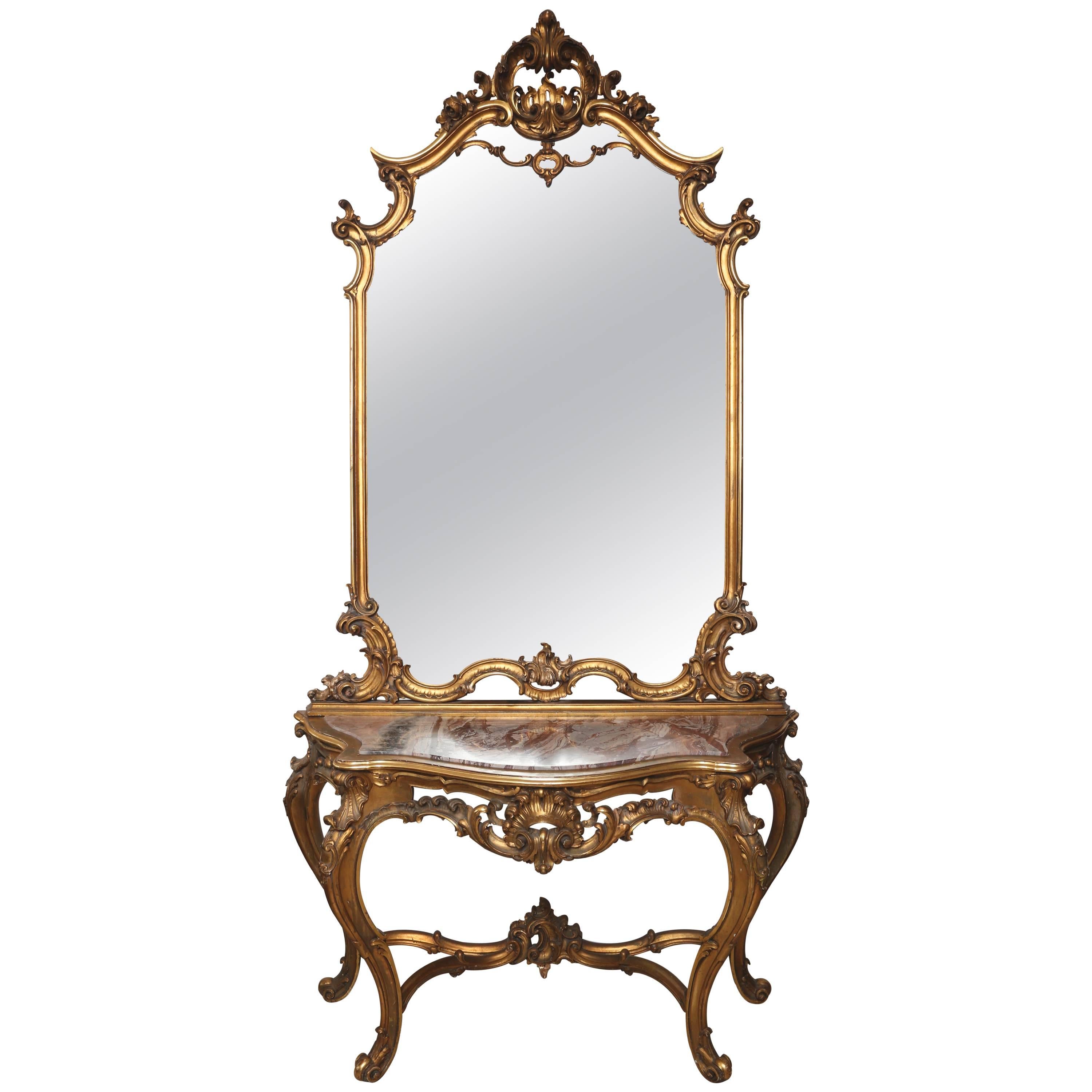 Superb French 19th Century Gilt Console and Mirror