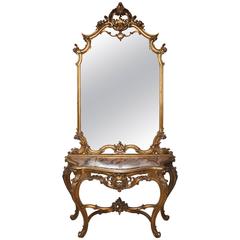 Superb French 19th Century Gilt Console and Mirror 10