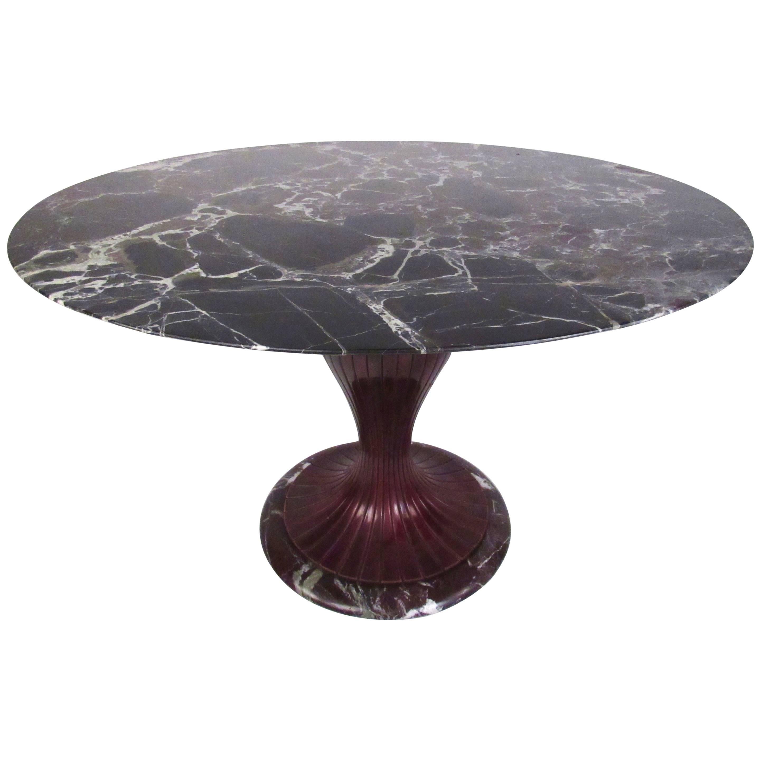 Stylish Vintage Marble Top Pedestal Table