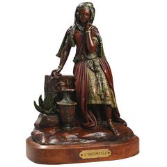 Bronze polychrome peint à froid du 19ème siècle de G. Leroux