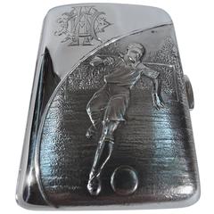 Edwardian English Sterling Silver Cigarette Case with Rugby Player 2
