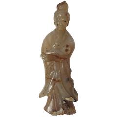20th Century Smoky Agate Figurine of an Asian Woman