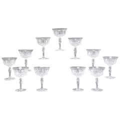Twelve Stevens and Williams Willow Champagne Coupes
