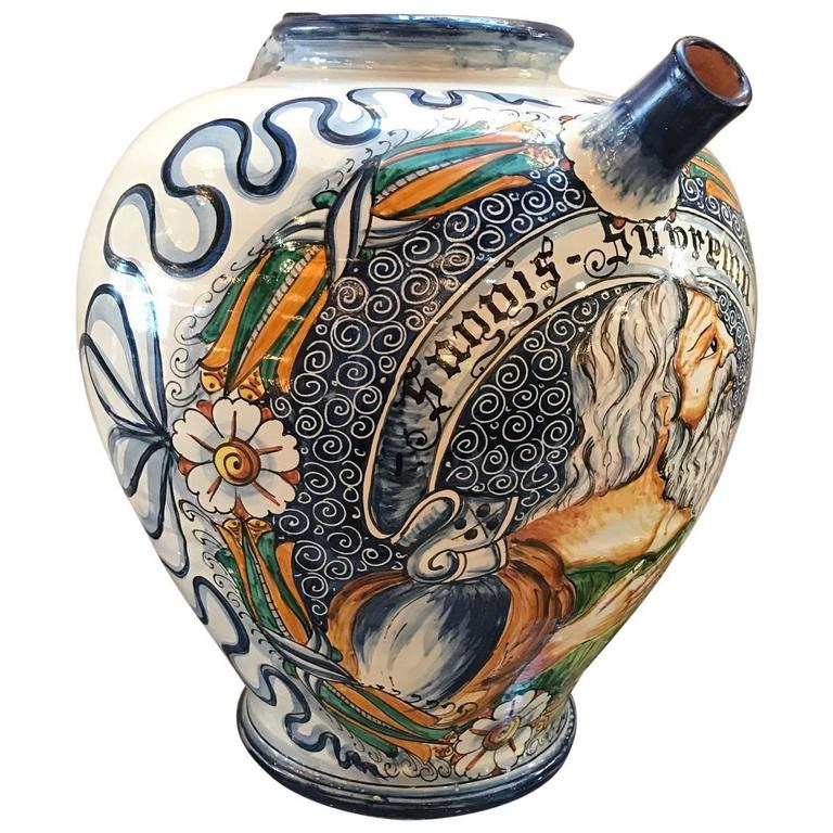 Piediluco Large Old Antique Italian Pottery Faience Majolica Jug