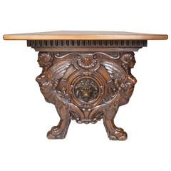 Large Italian 19th-20th Century Baroque Style Carved Walnut Tavern/Dining Table 12
