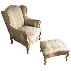 1920s Original Venetian Armchair with Foot Rest