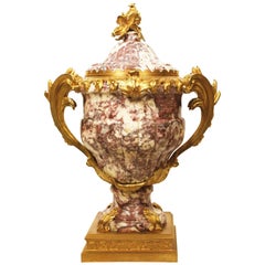 French 19th-20th Century Louis XV Style Ormolu-Mounted Marble Urn