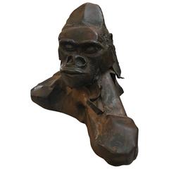 Large Brutalist Iron Sculpture of a Gorilla 6