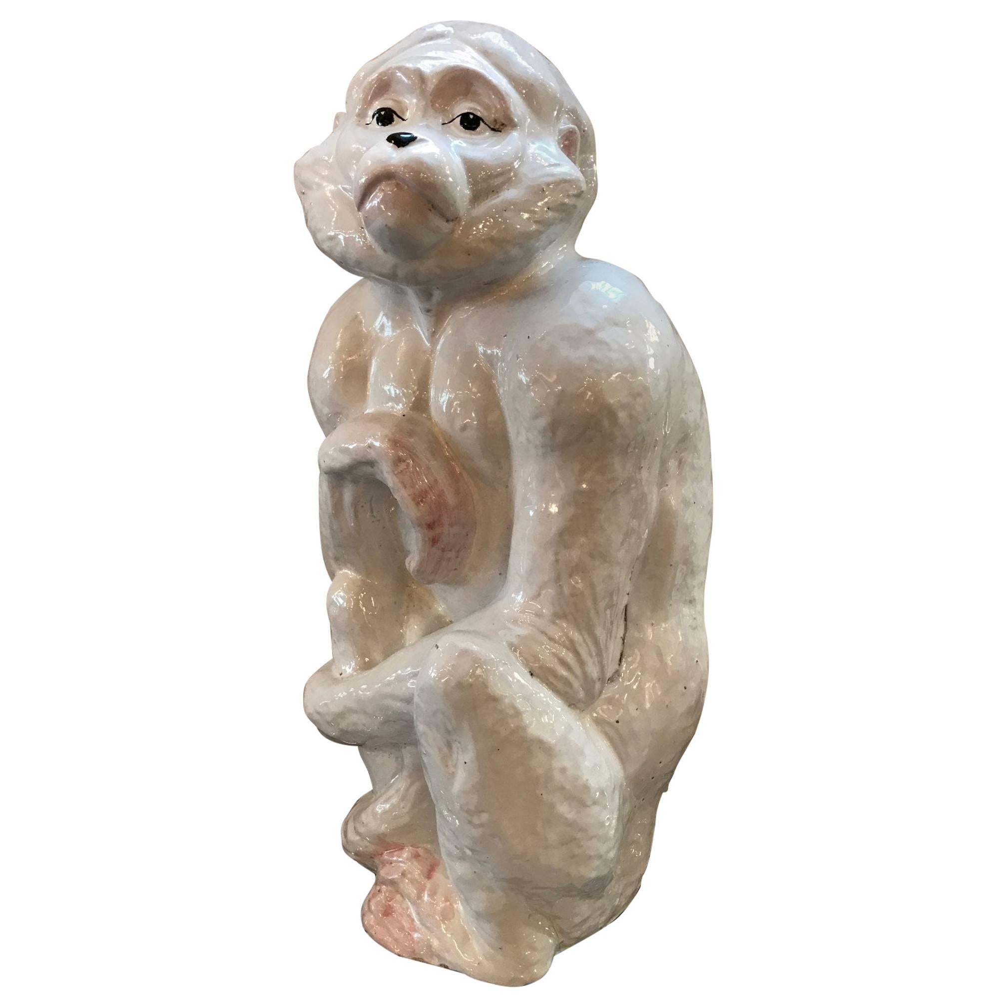 Italian Faience Sculpture of a Monkey
