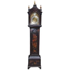 Antique English Chinoiserie Figural Tall Case Clock, Maker William Snow, Circa 1760