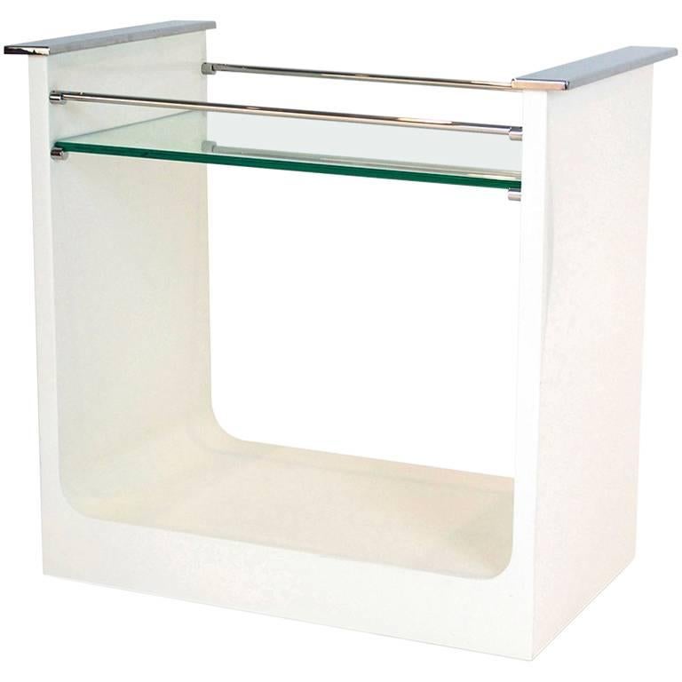 Modern Bar Cart with Polished Stainless Steel, Sapphire Glass and