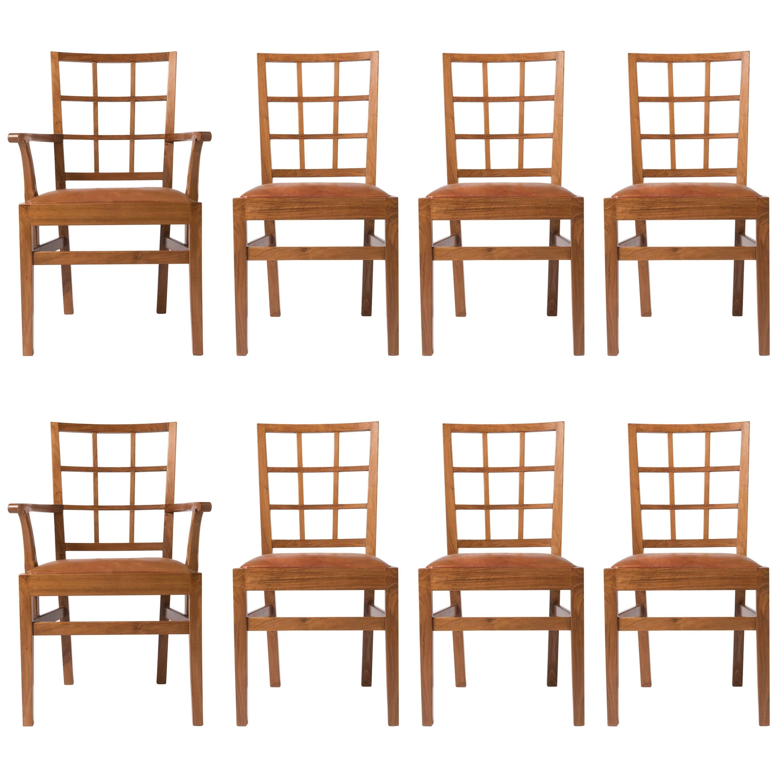  Edward Barnsley set of eight walnut dining chairs, England circa 1947