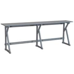 Grey Painted Shallow Fruitwood Server Table Inspired by a French Antique