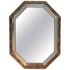 Miroir octogonal en laiton à gouttes d'huile Labarge des années 1970