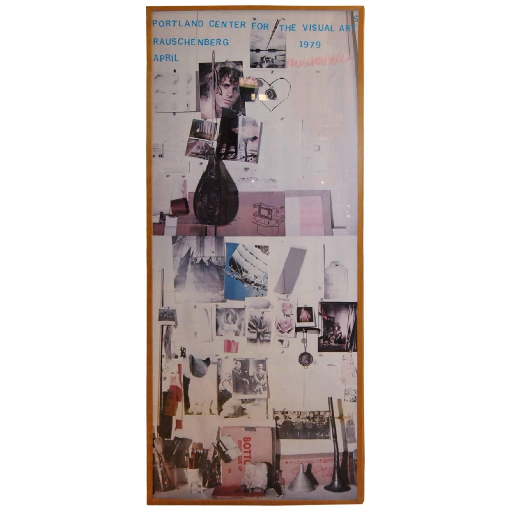 1979 Robert Rauschenberg Exhibition Poster, Artist Signed with B&W Photo