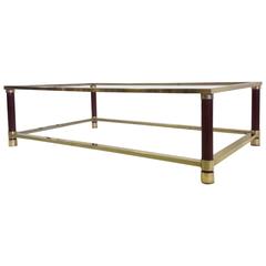 Large French Solid Brass Double Level Coffee Table Attributed to Maison Jansen