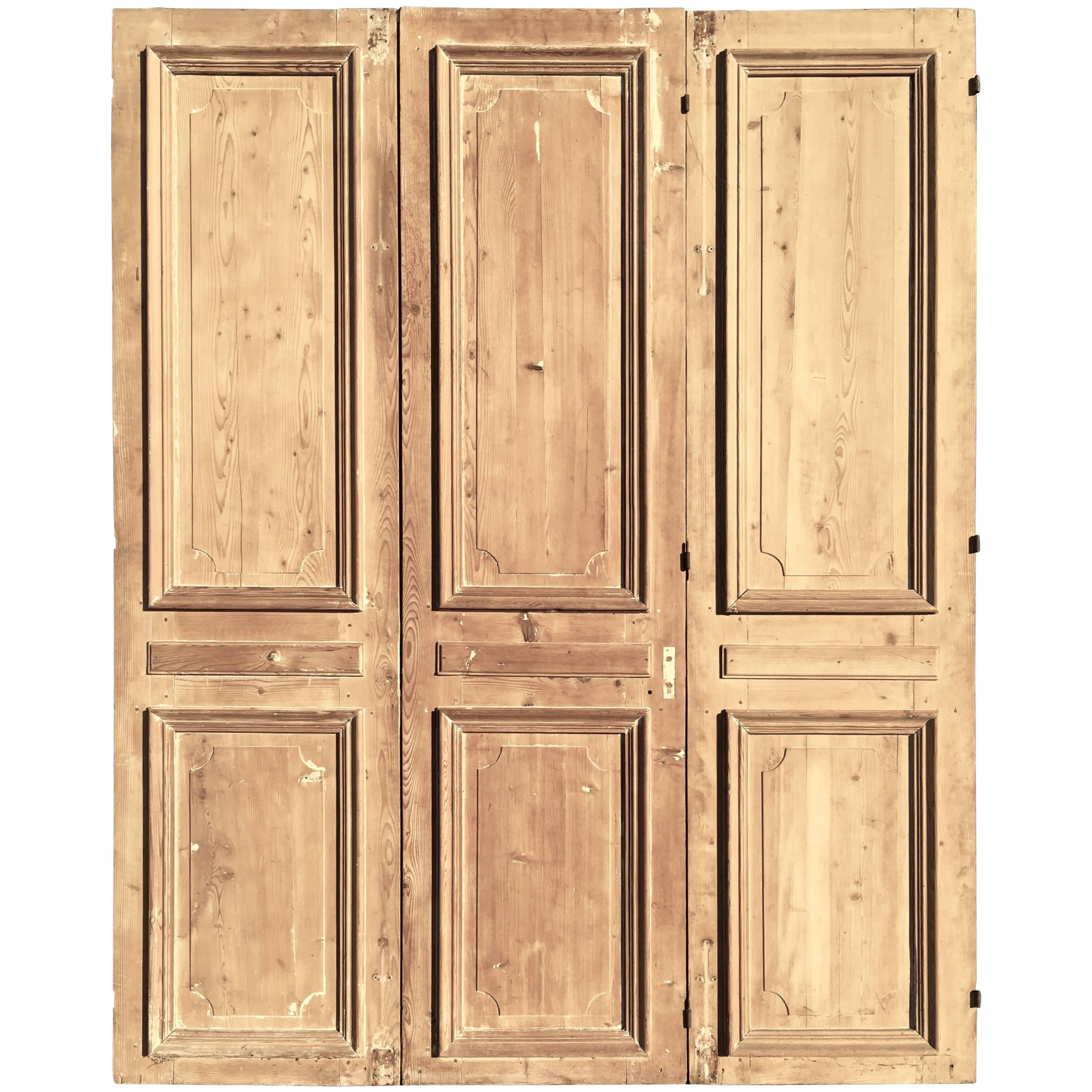 Three Large French Louis XVI Doors in Pine, circa 1800