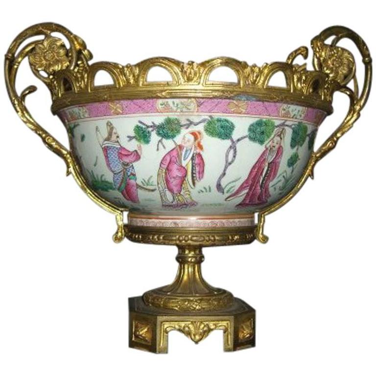 Ormolu Mounted Chinese Porcelain Bowl Centerpiece, 19th Century at 1stDibs