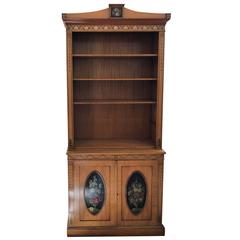 Charming Regency Style Satinwood Bookcase Cabinet