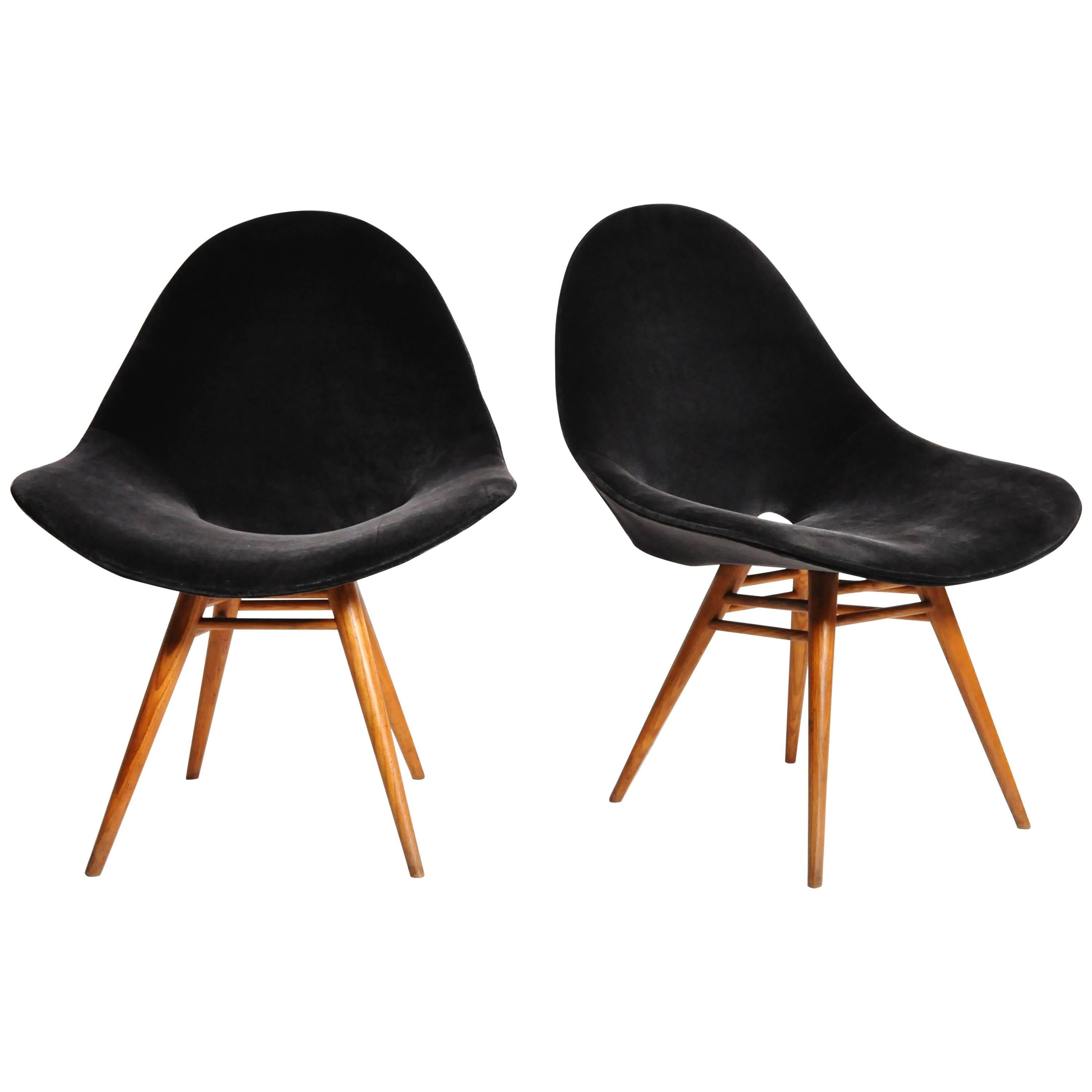 Pair of Italian Style Eggshell-Shape Chairs