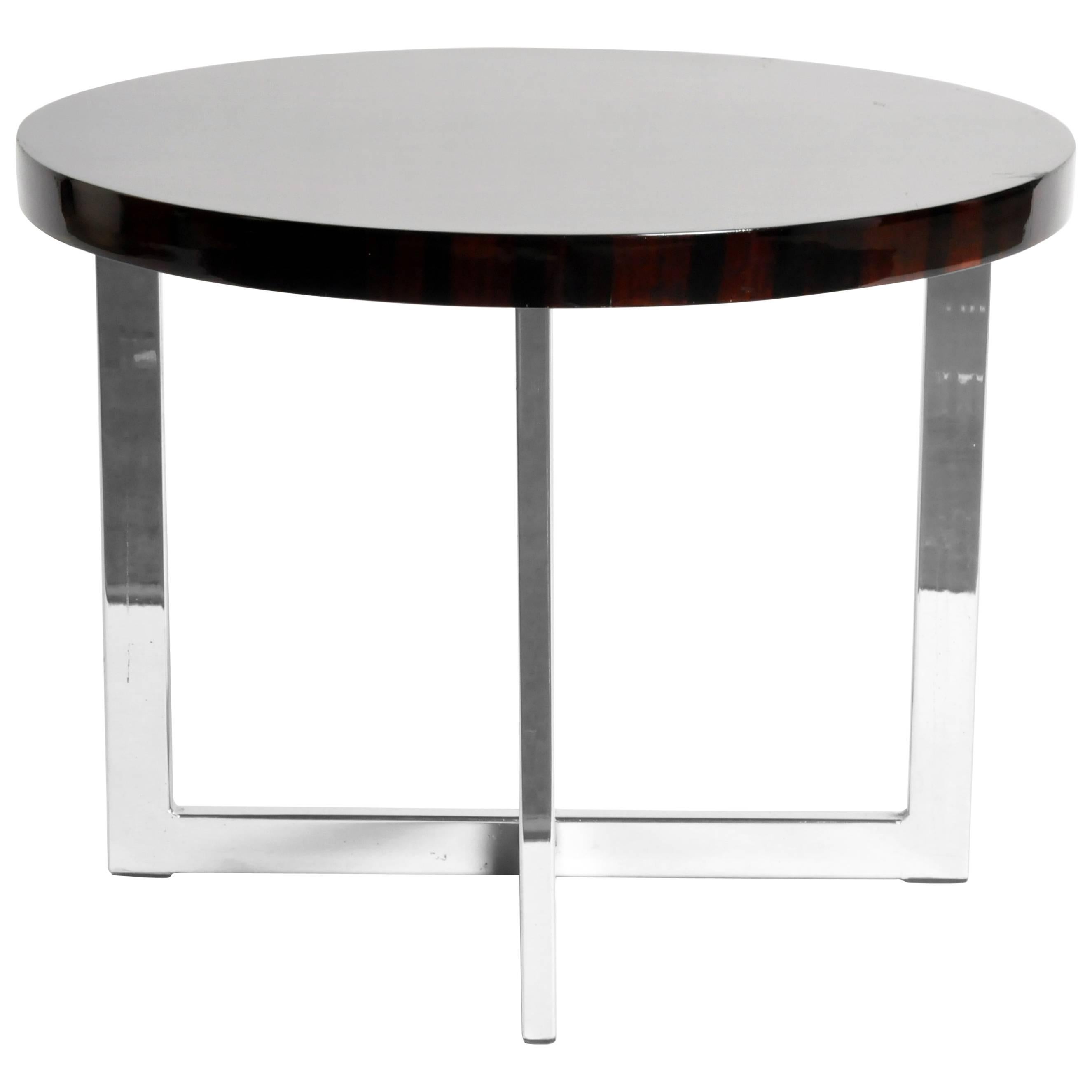 French Round Low Table with Metal Legs