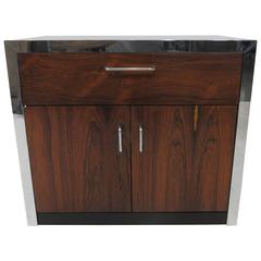 Rosewood and Chrome Nightstand in the Manner of Milo Baughman 9