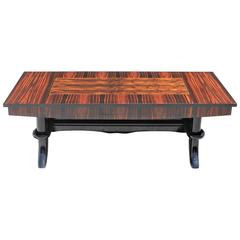Grand Scale French Art Deco Exotic Macassar Ebony Coffee / Cocktail Table, 1940s