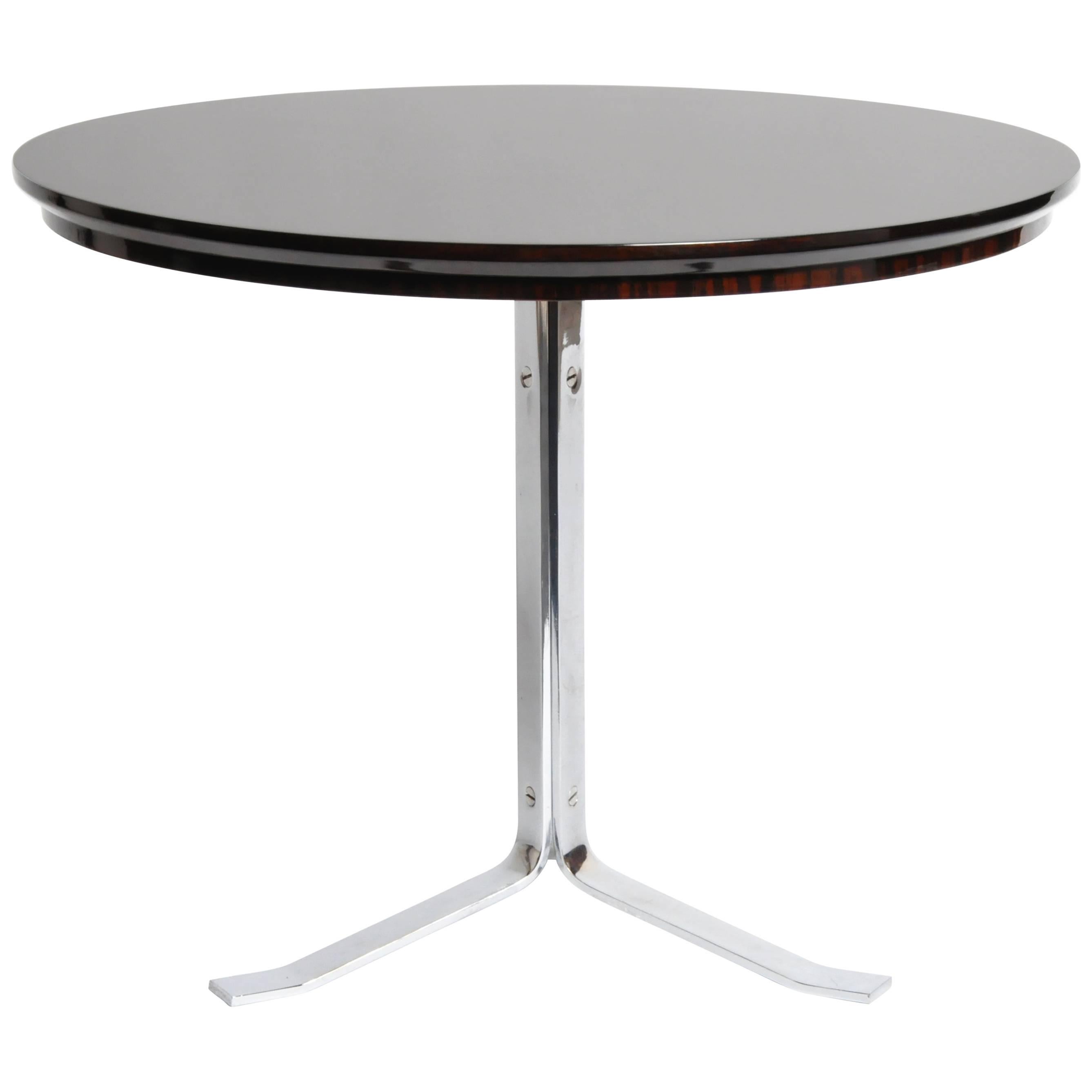 Round Table with Metal Legs and New Veneer Top