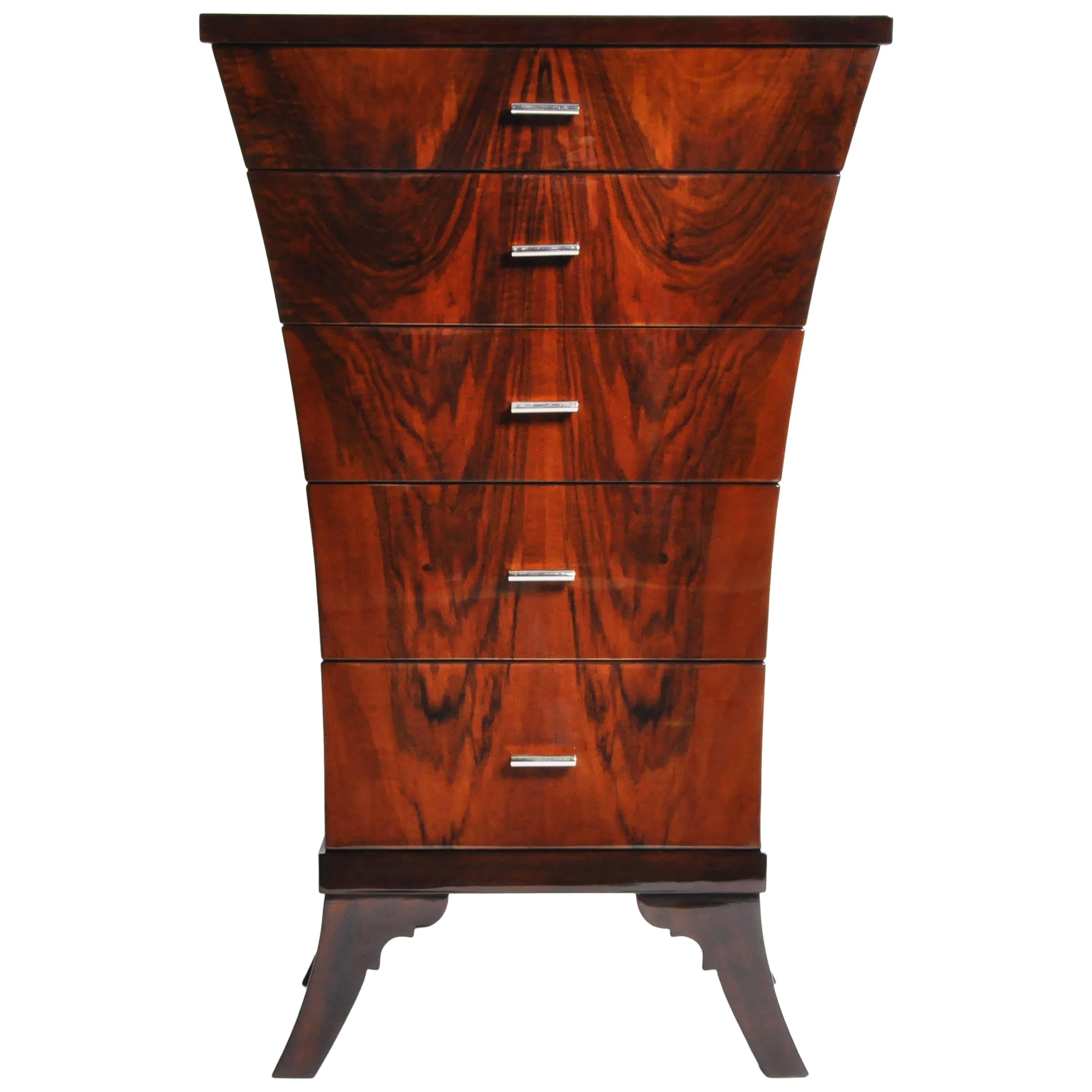 Art Deco Style Chest of Drawers with Curved Sides