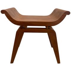 Rare Neoclassical Mexican Modern Solid Mahogany Stool or Bench