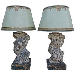 Pair of 19th Century Italian Column Lamps with Shades 2