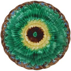 19th Century Majolica Sunflower Plate Wedgwood 8