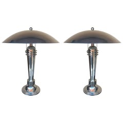 Pair of Art Deco Style Chrome Lamps
