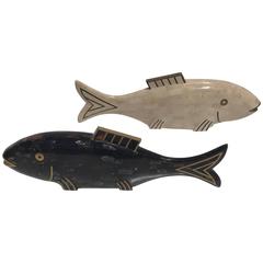 Pair of Maitland-Smith Tessellated Coral and Horn Fish Sculptures 10
