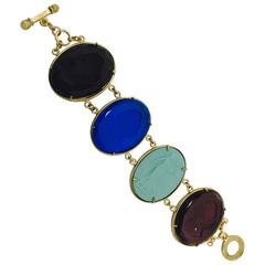 Vintage Bronze and Murano Glass Bracelet 6