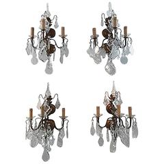 Set of Four Italian Crystal Wall Lights, Circa 1900 11