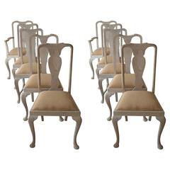 Harlequin Set of Ten ( 10 ) Antique Gustavian Style Limed Oak Dining Chairs 8