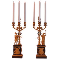 Pair of French Ormolu and Gilt Bronze Four-Light Candelabras, circa 1830