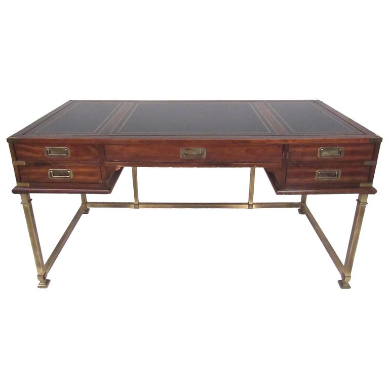 Sligh Leather Top Campaign Style Desk