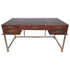 Vintage Sligh Leather Top Campaign Style Desk