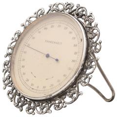 Victorian Sterling Silver Table Thermometer