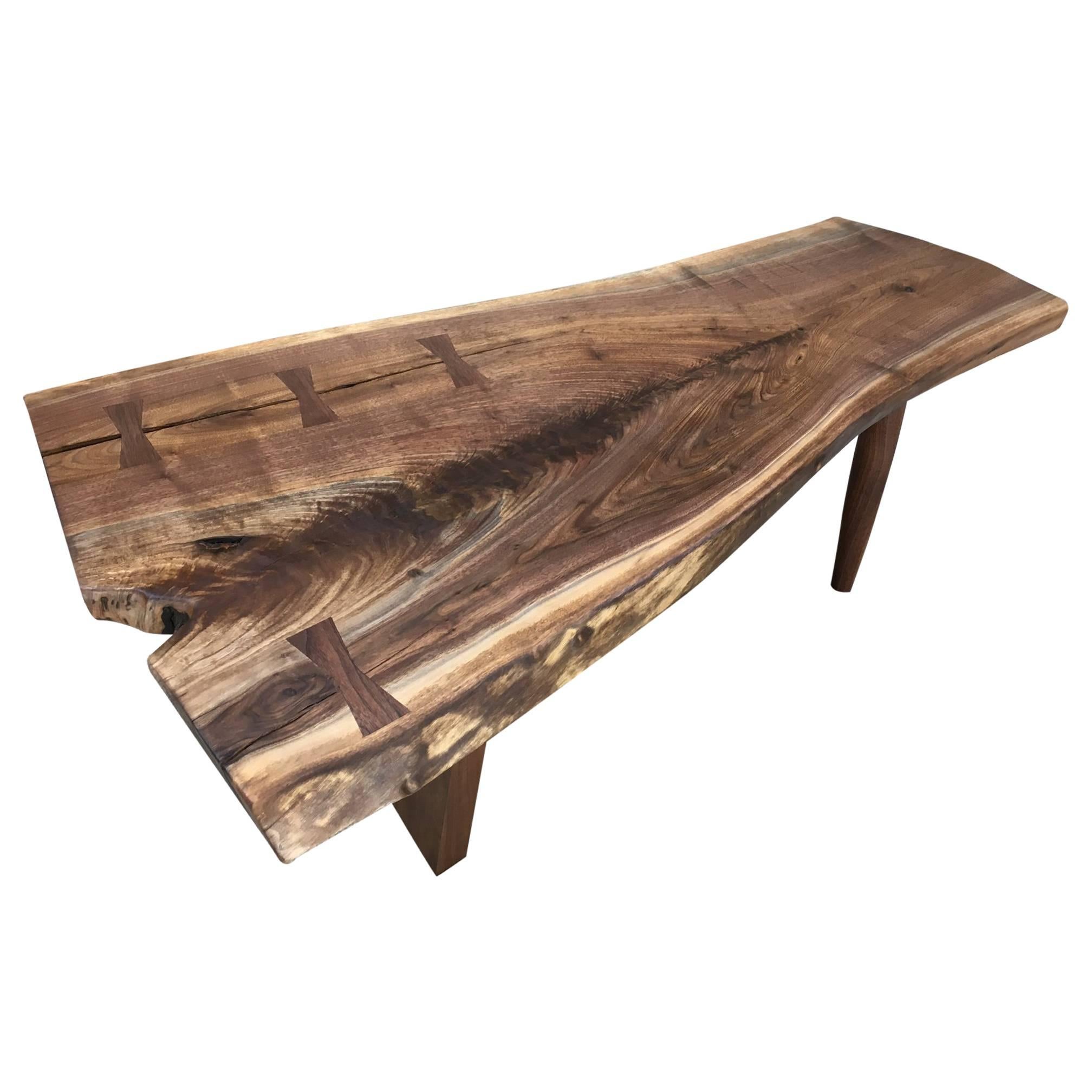 Stunning New Hope Studio Nakashima Style Free Edge Black Walnut Coffee Table