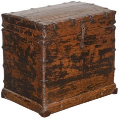 Perfectly Worn Antique Chest with Original Iron Fittings