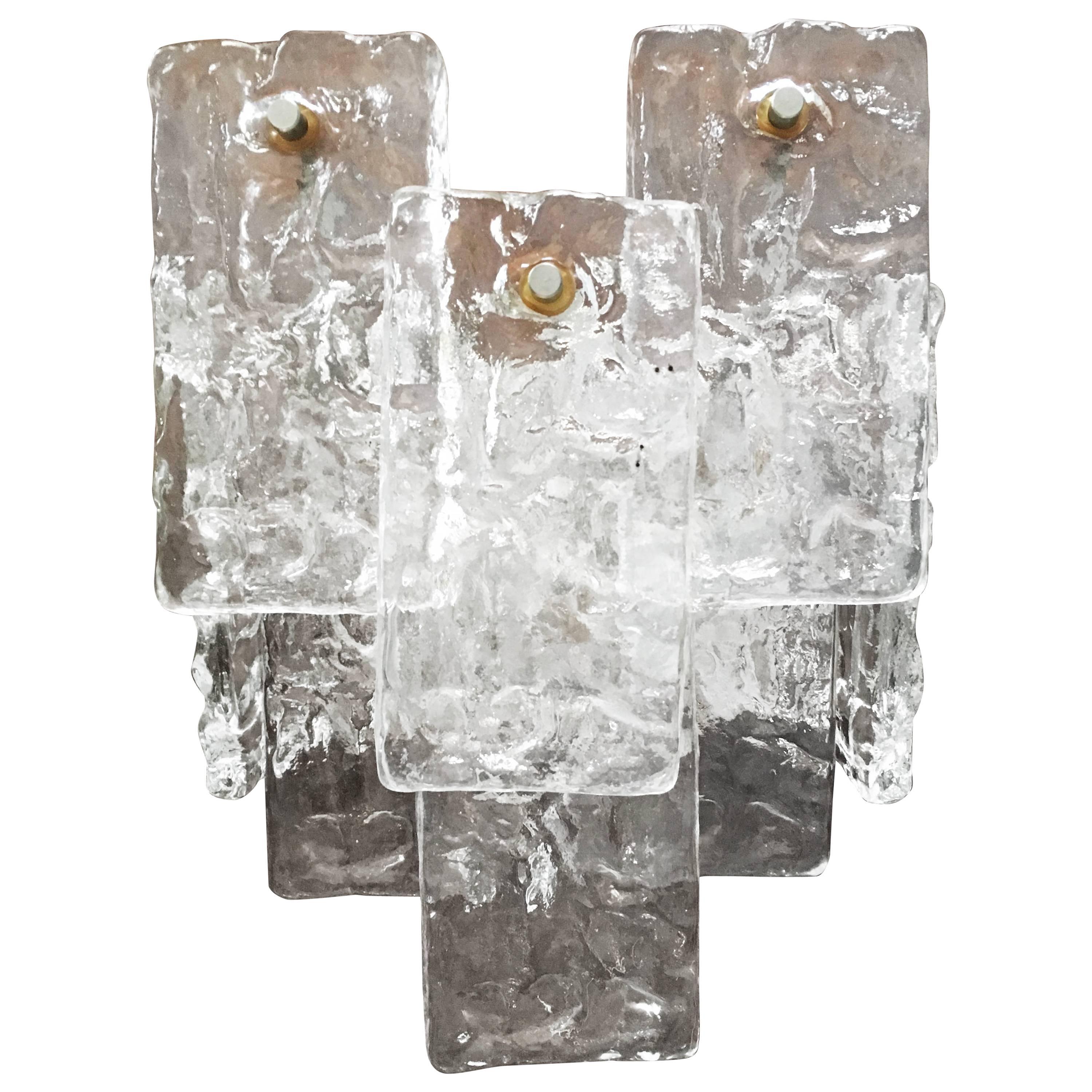 Ice Glass Wall Light, Sconce by Kalmar For Sale