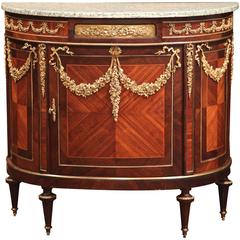 19th Century French Louis XVI Demilune Commode with Marble Top and Bronze Mount