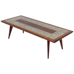 Brazilian Mid-Century Coffee Table with Inset Tiles